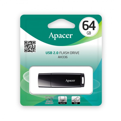USB-накопитель Apacer AH336 64GB Чёрный фото 3