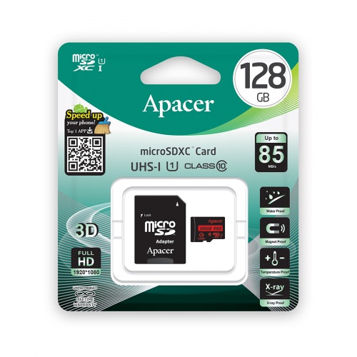 Карта памяти Apacer AP128GMCSX10U5-R 128GB + адаптер фото 3