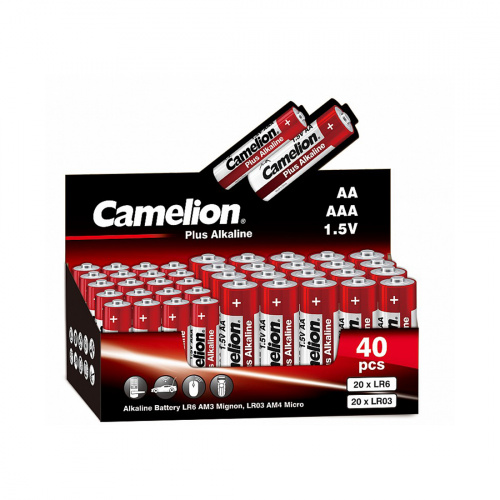 Батарейка CAMELION Plus Alkaline 20LR6+20LR03-SP4-CB 40 шт. в упак. фото 2
