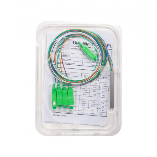 Сплиттер оптоволоконный PLC А-Оптик 1х4 SC/APC 1,5m SM Сплиттер оптоволоконный PLC А-Оптик 1х4 SC/APC 1,5m SM