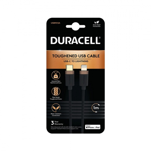 Интерфейсный кабель Duracell USB9012A USB-C to Lightning Черный фото 3