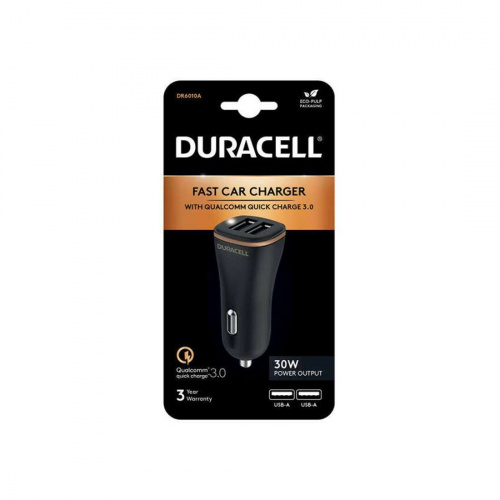 Автомобильное зарядное устройство Duracell DR6010A 30W QC 3.0 2хUSB-A Черный фото 3