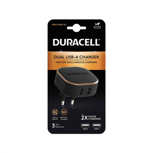 Универсальное зарядное устройство Duracell DRACUSB16-EU 24W 2хUSB-A Черный фото 3