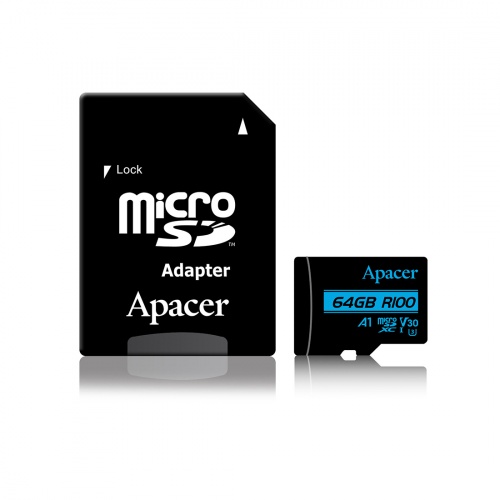 Карта памяти Apacer AP64GMCSX10U7-R 64GB + адаптер фото 2