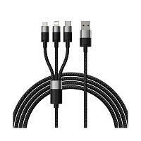 Интерфейсный кабель Baseus StarSpeed 1-for-3 USB to M+L+C 3.5A 1.2m Black (CAXS000001)