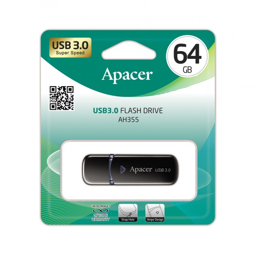 USB-накопитель Apacer AH355 64GB Чёрный фото 3