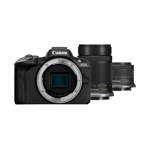 Цифровой фотоаппарат CANON EOS R50 + RF-S 18-45 mm IS STM + RF-S 55-210 mm IS STM Black фото 2