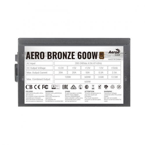 Блок питания Aerocool AERO BRONZE 600W фото 4
