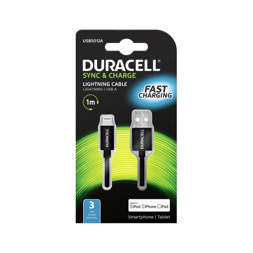 Интерфейсный кабель Duracell USB5012A USB-A to Lightning Черный фото 3