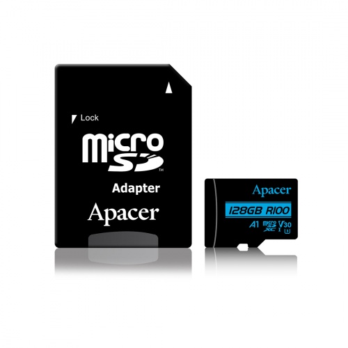 Карта памяти Apacer AP128GMCSX10U7-R 128GB + адаптер фото 2